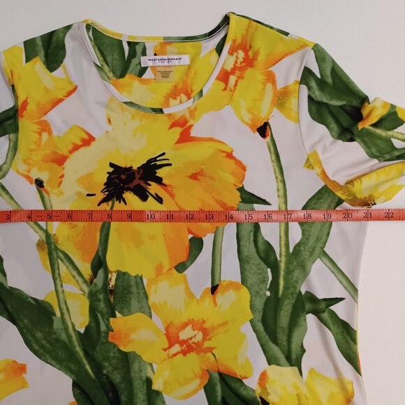 Women's Allison Daley Floral Yellow Flower Spring/Summer Blouse Size Petite M - Picture 6 of 6